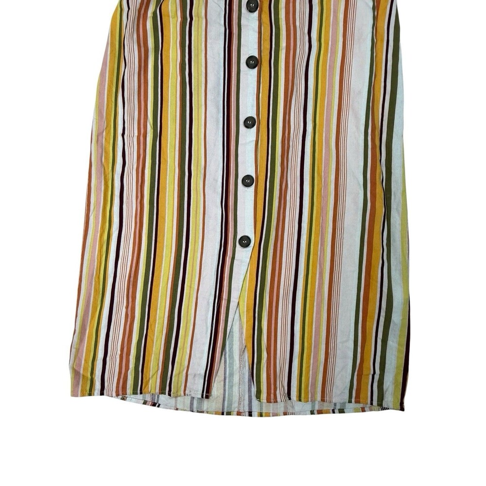 Cotton On Striped Button Front Midi Summer Dress Multicolor Linen Blend Size XL - Picture 3 of 9